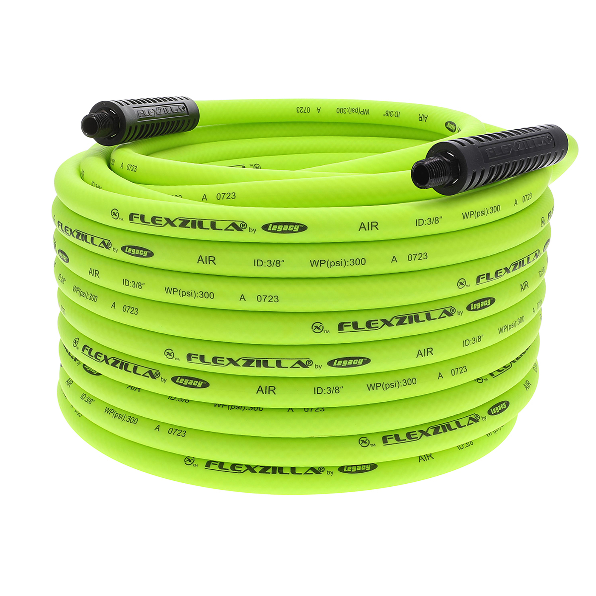 Legacy Flexzilla®, Air Hose, 3/8in. x 100ft., 1/4in. MNPT Fittings, Hose Diameter 3/8 in, Hose Length 100 ft, Model# HFZ38100YW2-E